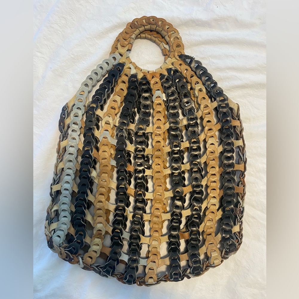 Vintage braided leather bag from 70/80s